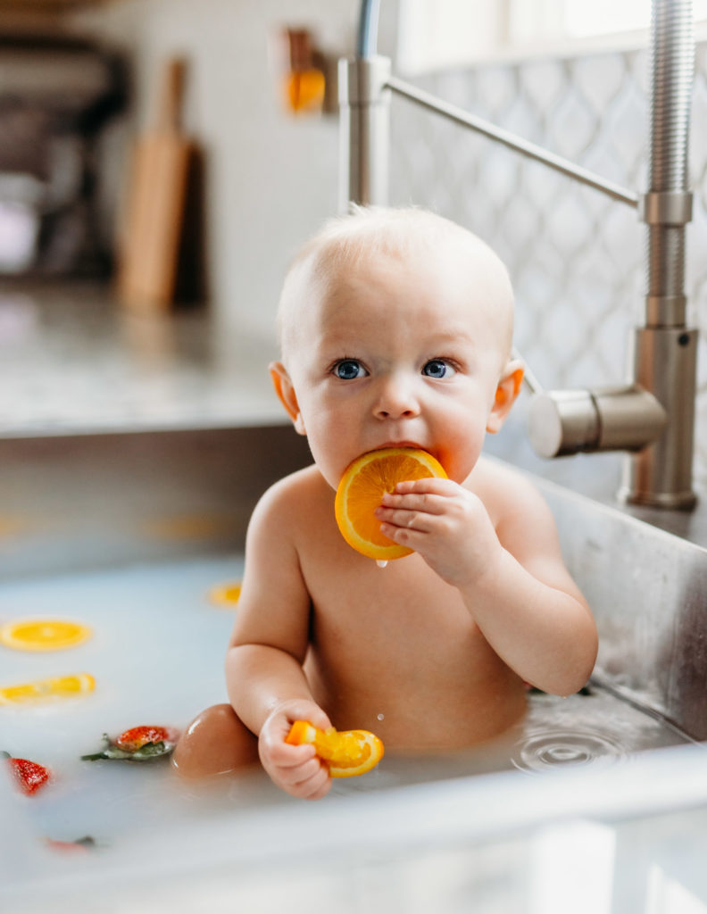 Colorado Family Photographer, Fruit Bath, In Home Fruit Bath, Colorado Milestone session, in home sessions, Fruit bath, milestone photos, Colorado Fruit bath, Milestone Photography, Portrait Photography, Fruit Bath Ideas, Fruit Bath Guide, Fruit Bath Inspiration, Farm house inspiration, Farm house, How to do a Fruit bath, Farmhouse, Farm house kitchen, Kids Portraits, Milestone photo ideas, Fruit bath ideas, Colorado Lifestyle photographer, Lifestyle photography, 