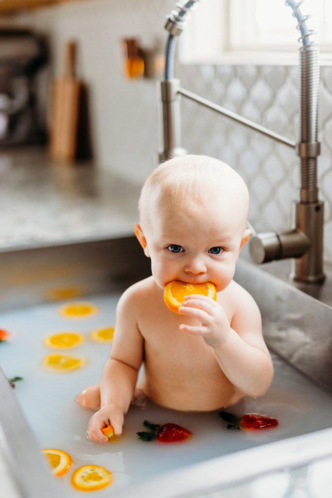 Colorado Family Photographer, Fruit Bath, In Home Fruit Bath, Colorado Milestone session, in home sessions, Fruit bath, milestone photos, Colorado Fruit bath, Milestone Photography, Portrait Photography, Fruit Bath Ideas, Fruit Bath Guide, Fruit Bath Inspiration, Farm house inspiration, Farm house, How to do a Fruit bath, Farmhouse, Farm house kitchen, Kids Portraits, Milestone photo ideas, Fruit bath ideas, Colorado Lifestyle photographer, Lifestyle photography, Baby photo ideas,