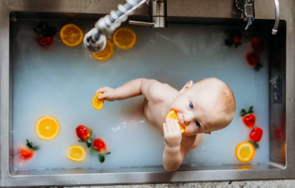 Colorado Family Photographer, Fruit Bath, In Home Fruit Bath, Colorado Milestone session, in home sessions, Fruit bath, milestone photos, Colorado Fruit bath, Milestone Photography, Portrait Photography, Fruit Bath Ideas, Fruit Bath Guide, Fruit Bath Inspiration, Farm house inspiration, Farm house, How to do a Fruit bath, Farmhouse, Farm house kitchen, Kids Portraits, Milestone photo ideas, Fruit bath ideas, Colorado Lifestyle photographer, Lifestyle photography, Baby photo ideas,