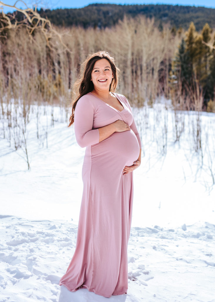 Stunning Maternity Photos in the Snowy Mountains of Colorado 