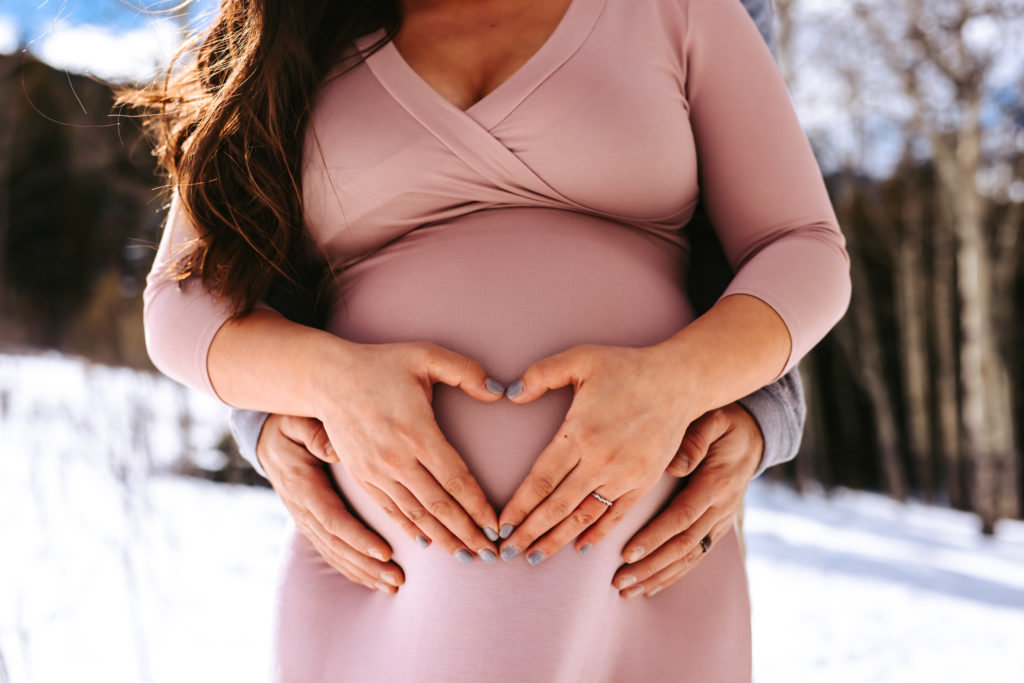 Heart on the baby bump at Colorado Maternity Session 