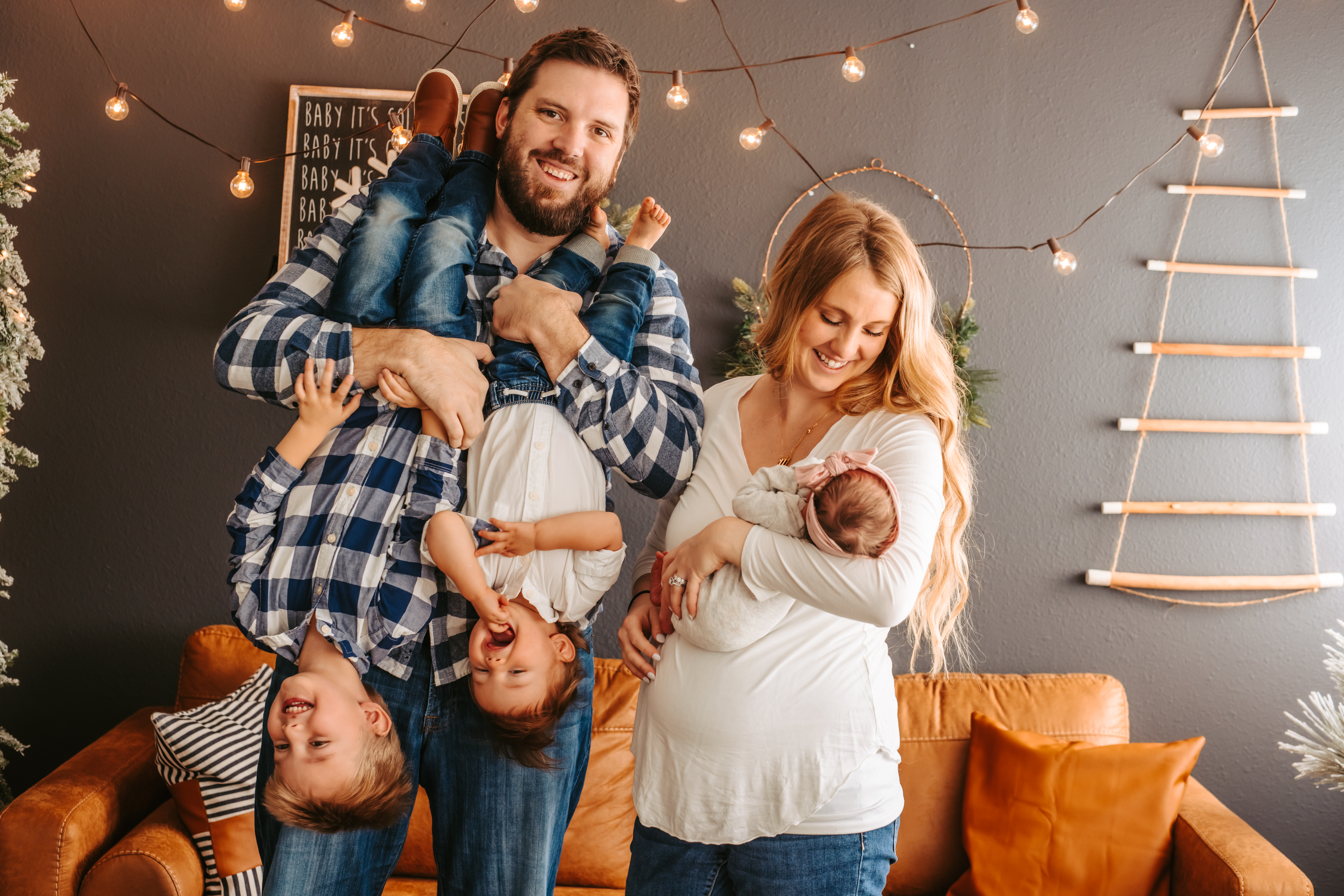 Family of Five capturing their newborn Baby Photo by RattTrap Artistry
