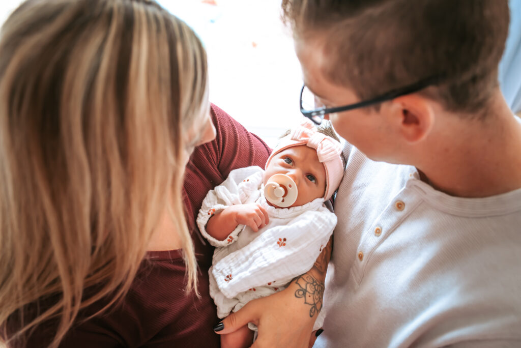 Baby girls in home newborn session 