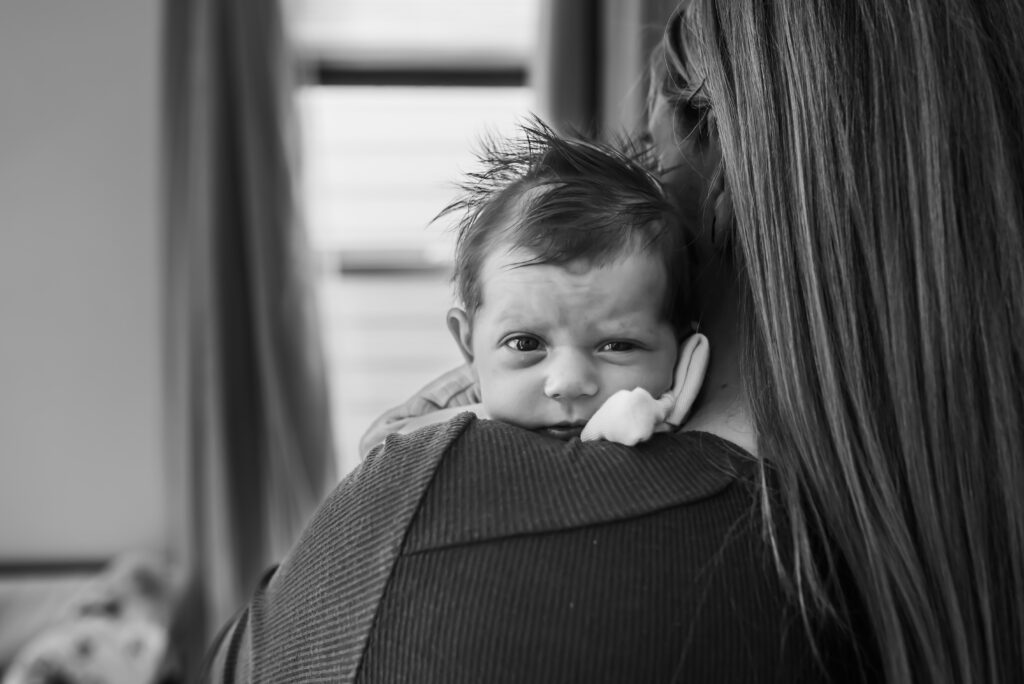 Baby girls in home newborn photo session 